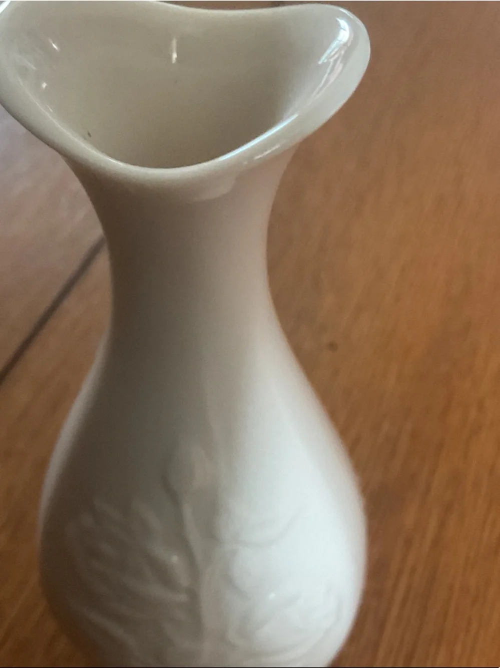 Lenox Cream Floral Embossed Ceramic Vase